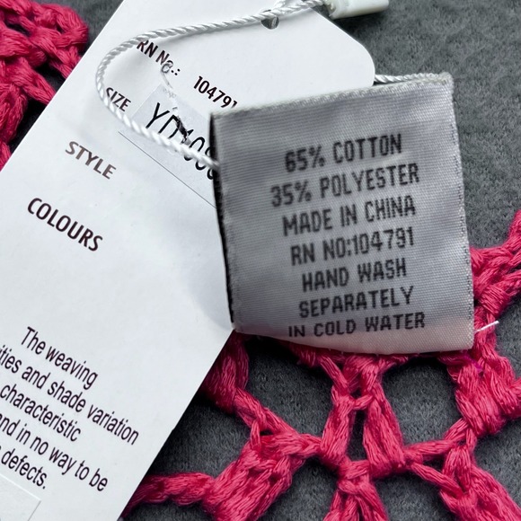 Boho Women Crochet Fringe Handkerchief Top White Pink One Size Festival - Picture 6 of 10